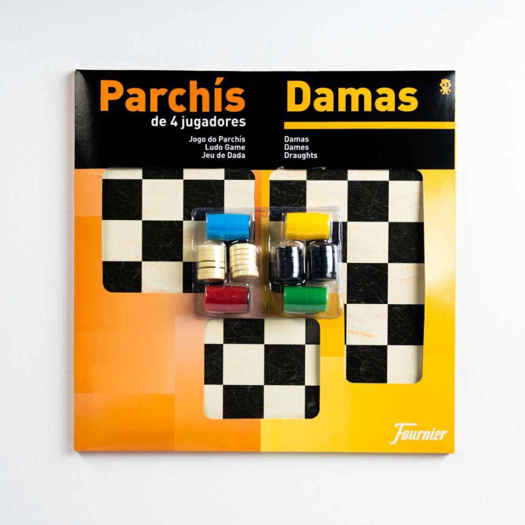 Tablero de Parchís 4 jugadores y Damas de 40x40 cm con accesorios